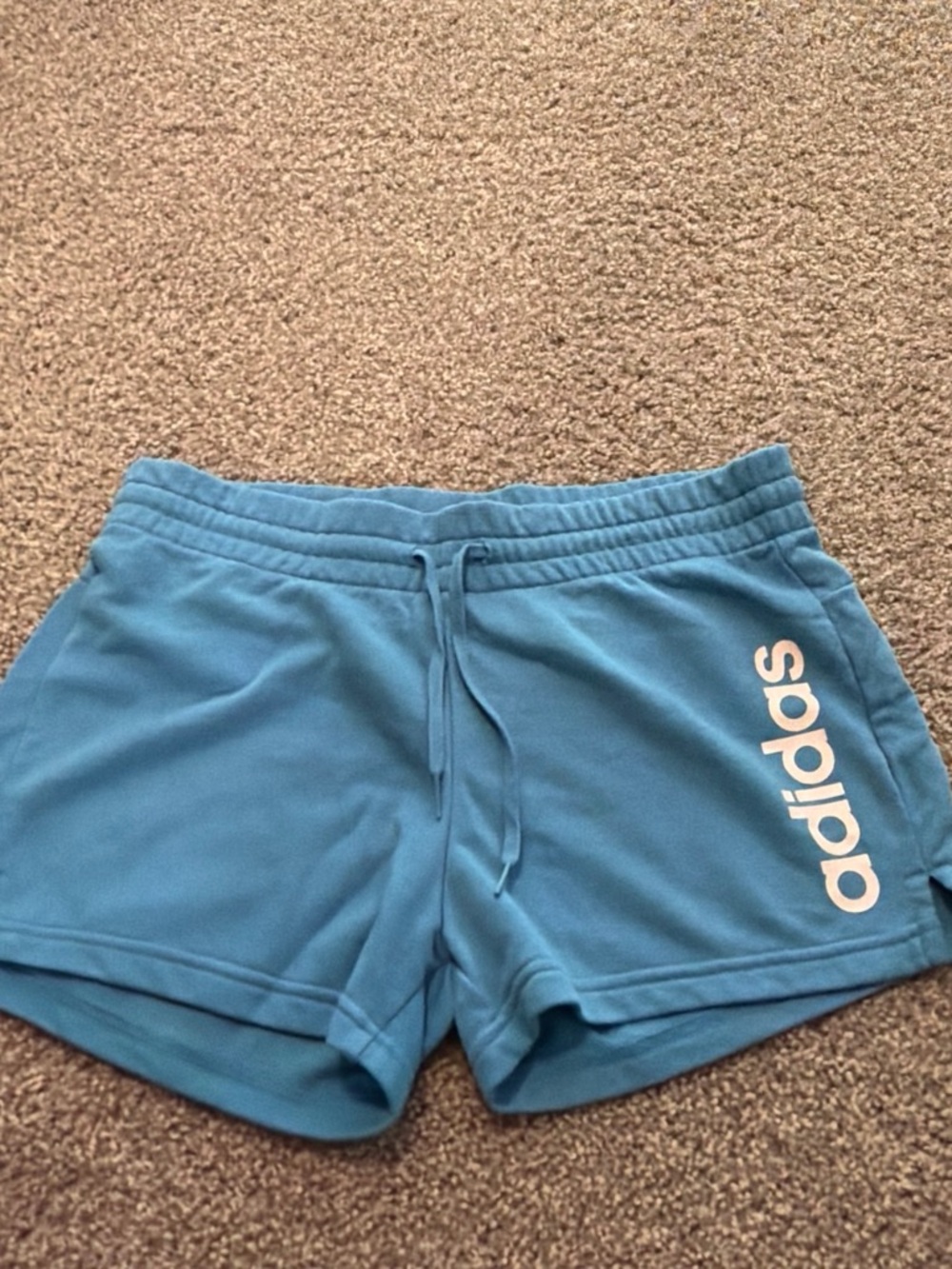 adidas Women's Teal Blue Athletic Shorts with White Logo